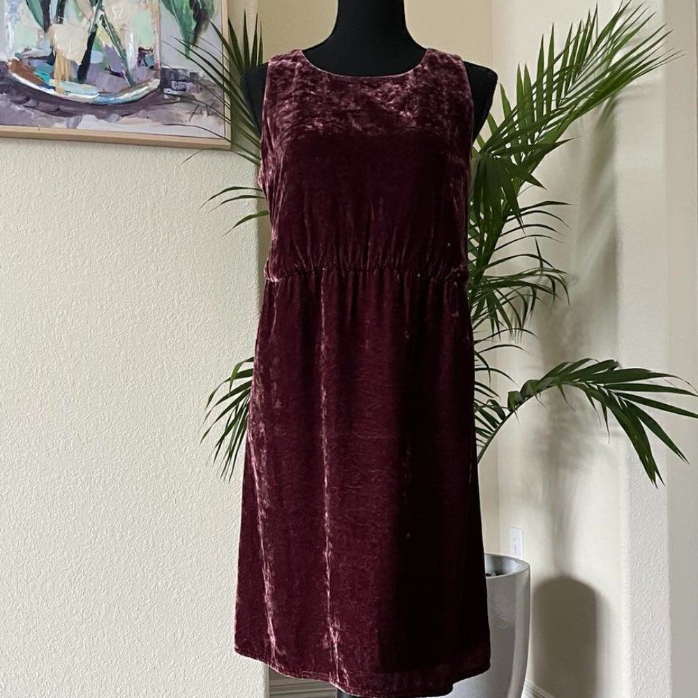J Jill maroon/Burgandy berry color rayon/silk crushed velvet dress Size SP